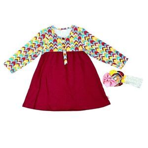 Zutano Chevron Henley Dress and Headband 3T